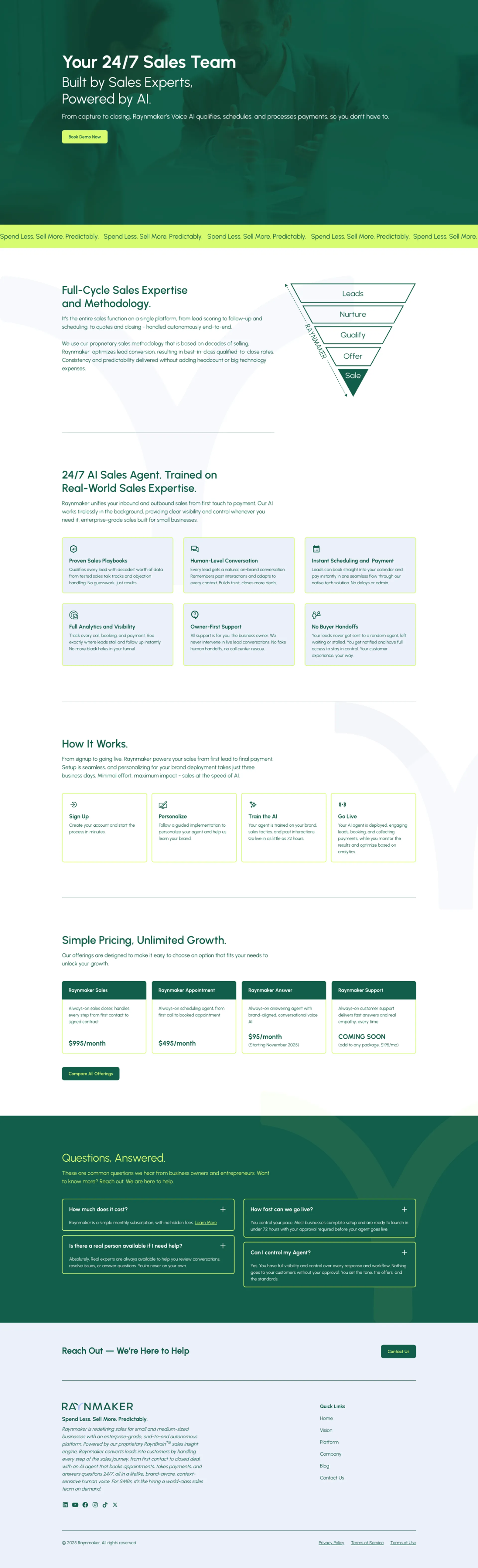 Raynmaker's full site before the sprint
